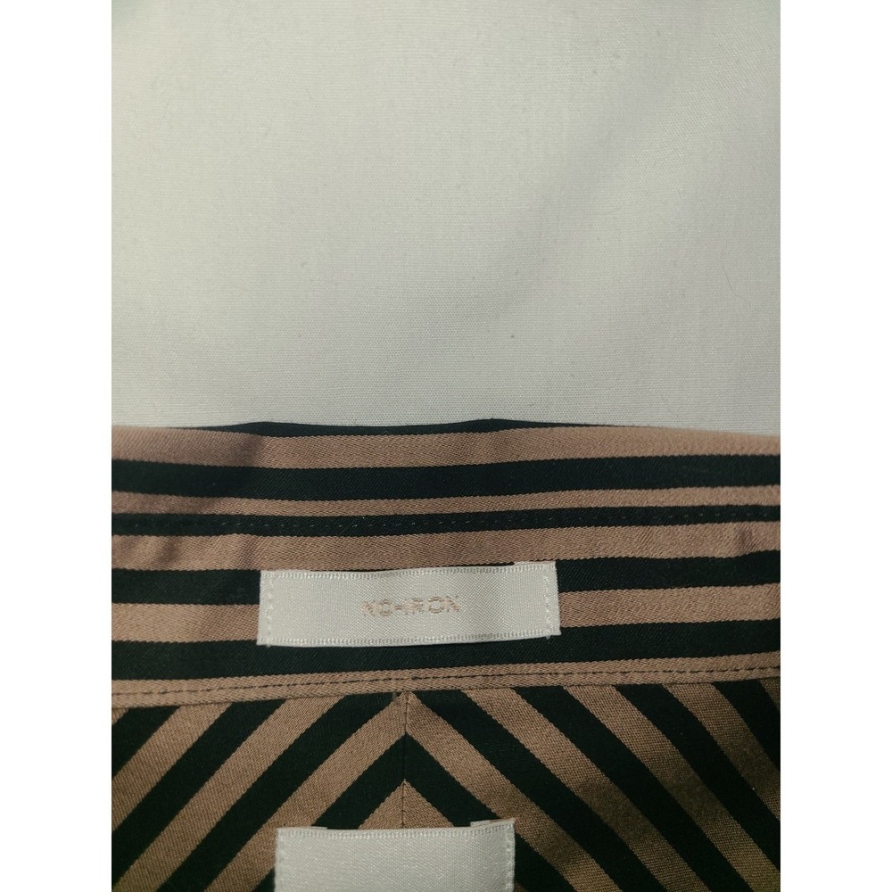 Chicos‎ Women Striped Button Down Shirt Long Sleeve Size 2 Tan Black